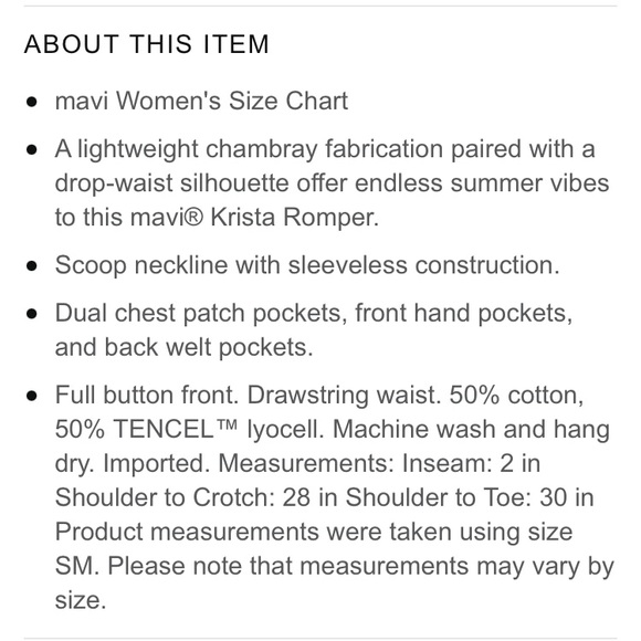 NWT Mavi X Tencel Krista Denim Romper - Picture 9 of 9
